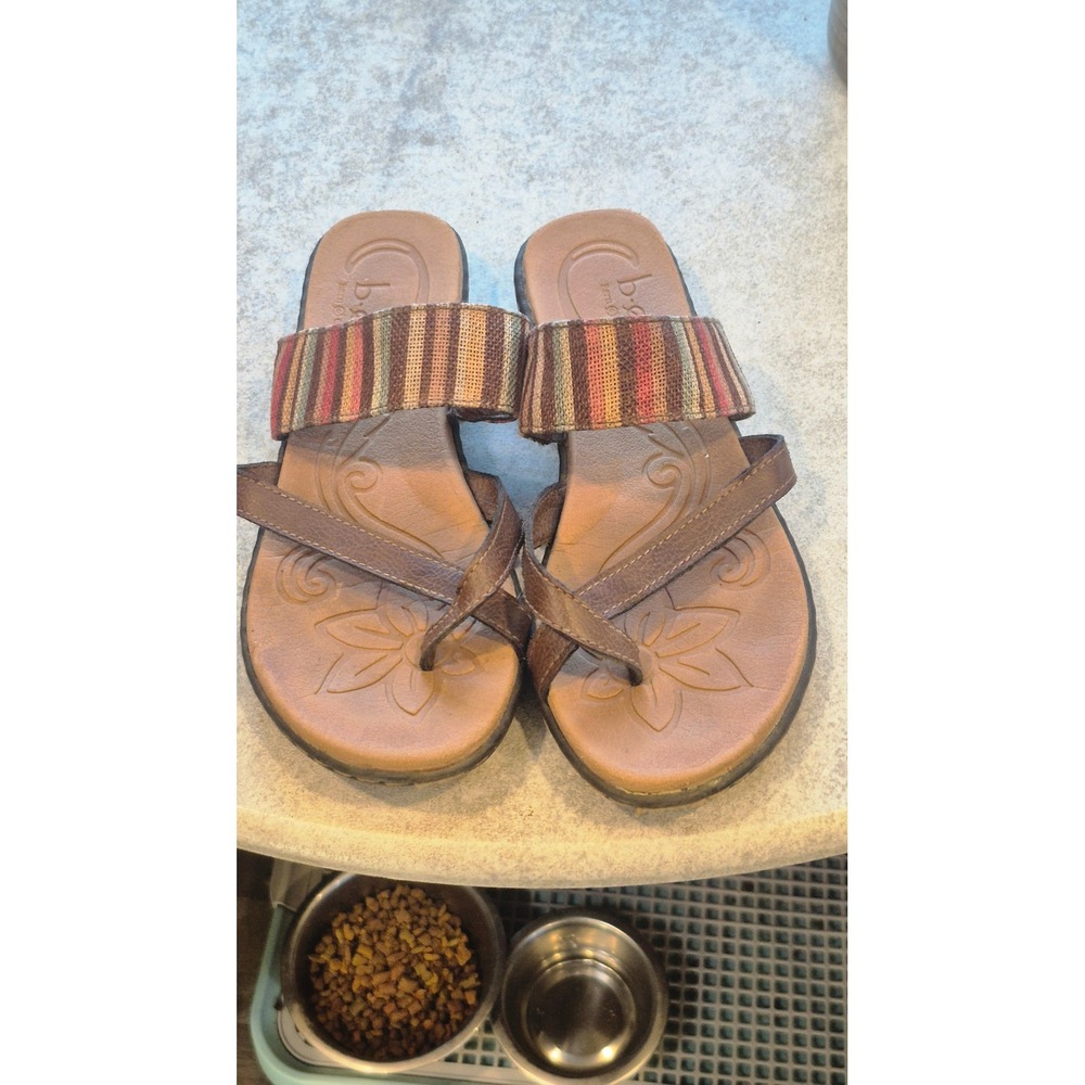 BOC Born Concept Womens Size 8 Brown Boho Woven Multi Stripe Slide Sandals - Picture 2 of 11